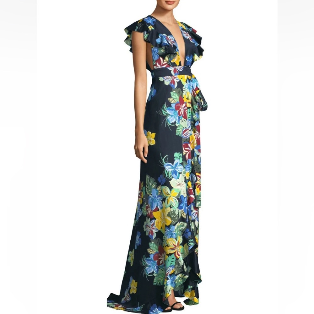 Alexis Janna Ruffle Floral Wrap Maxi Dress Sz Xs